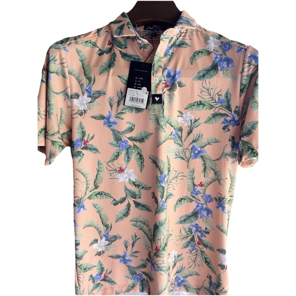 Bad Birdie Small‎ Golf Polo Shirt Flora Fiesta Peach Shirt L NWT Performance